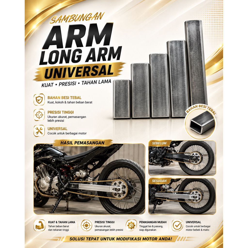 SAMBUNGAN ARM SAMBUNGAN LONG ARM BAJA UNTUK MOTOR BEBEK