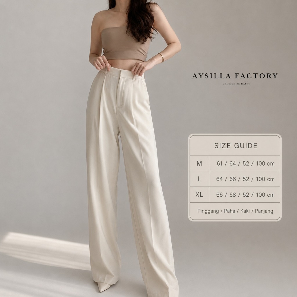 Celana Highwaist Loose Pants Trousers celana kerja wanita kantor Anti Kusut Aysilla_Factory