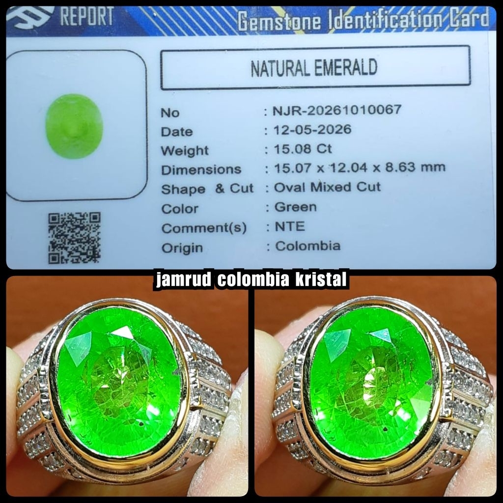 original permata jamrud colombia super jumbo kristal