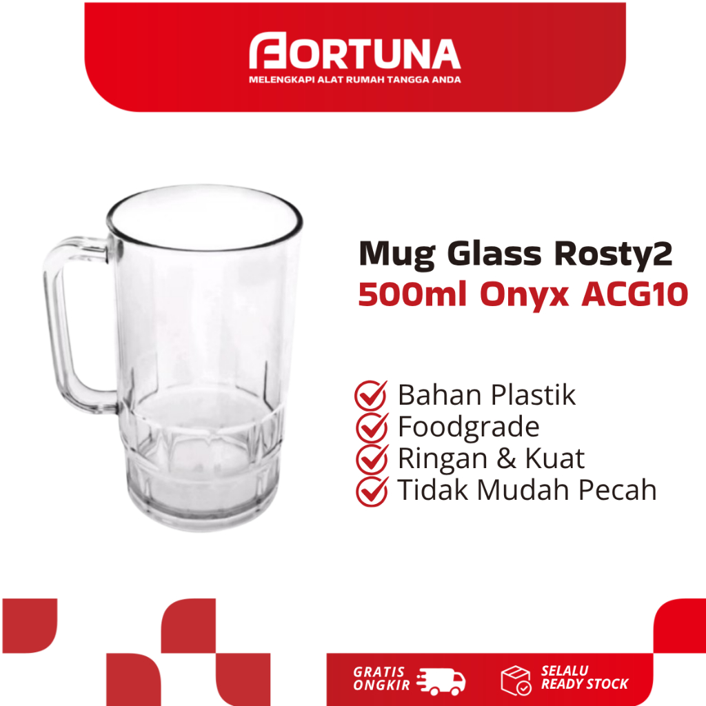 Mug Glass Rosty2 500ml Onyx ACG10  Gelas Mug Plastik Food Grade Frosty Anti Pecah