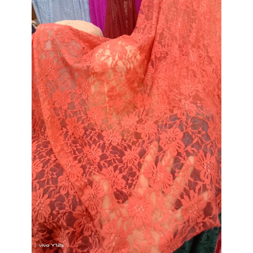 Kain Brokat Chantily / Harga / 0.5m / Kain Brokat Chantily Meteran / Bahan Brokat Chantily / Bahan B