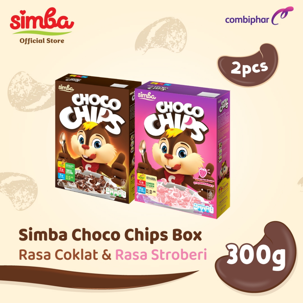 1 Choco Chip Cereal Box 300 gr & 1 Choco Chip Strawberry Box 300gr