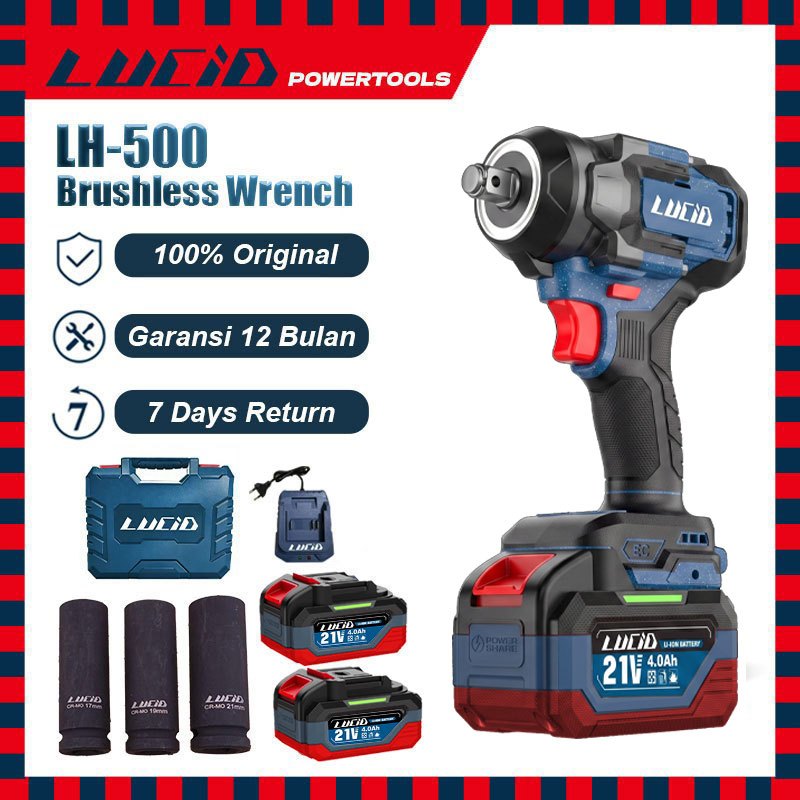 LUCID LH500 GEN2 650N.M Brushless Impact Wrench 21V 4.0AH REAL Battery Cordless Heavy Duty Original 