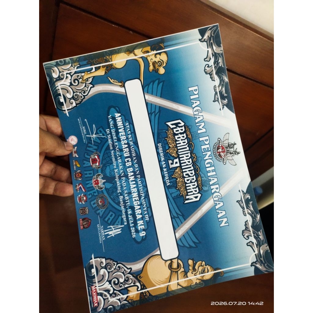 piagam sertifikat acara CB