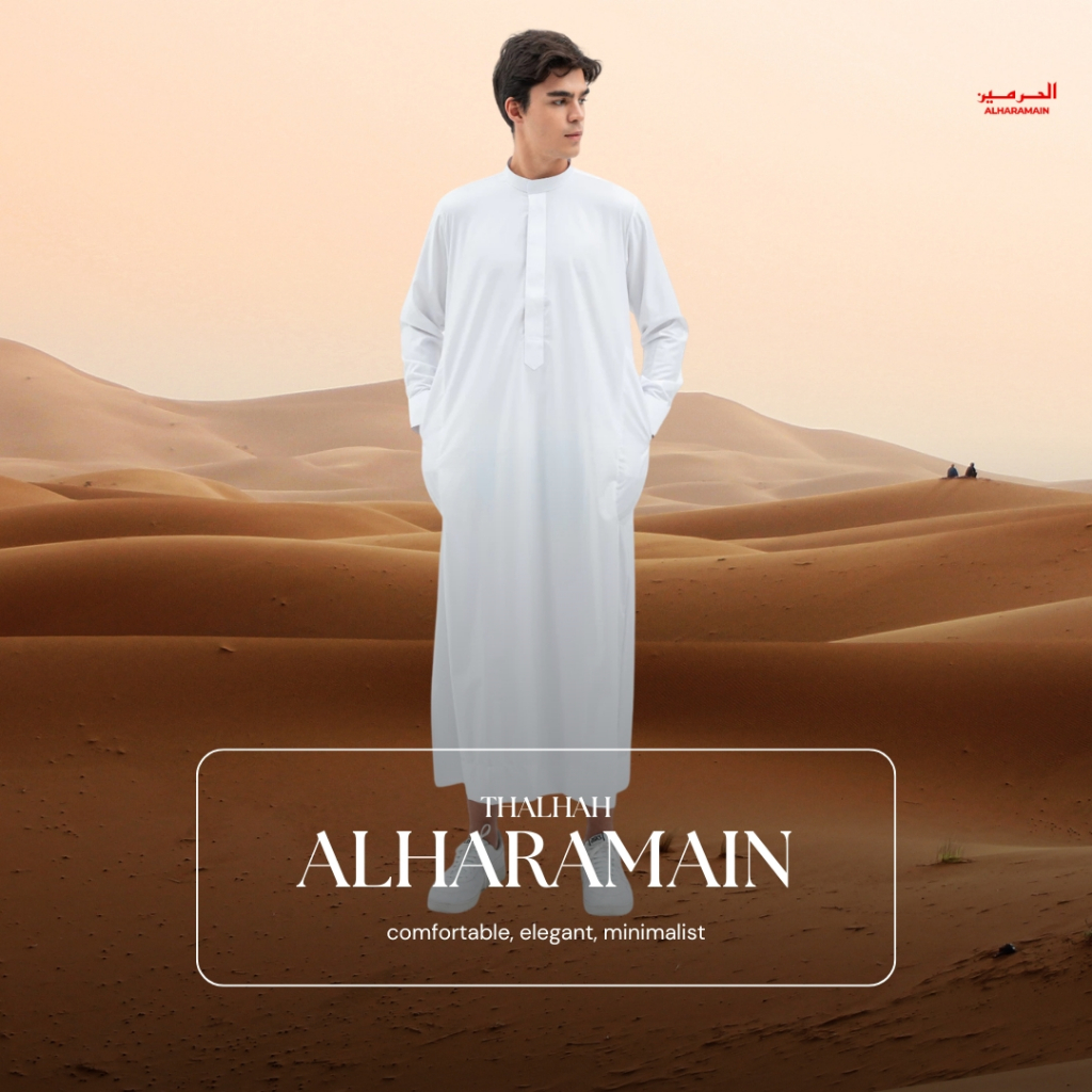 AL Haramain Series Semi Wol Thobe Thalhah Jubah / Gamis Pria Dewasa (241769/70/71) | Putih