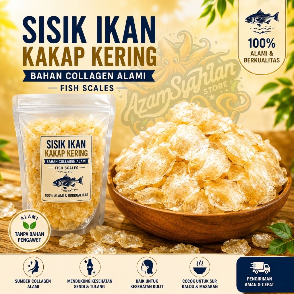 SISIK IKAN KAKAP KERING 200GRAM FISH SCALES BAHAN COLLAGEN ALAMI