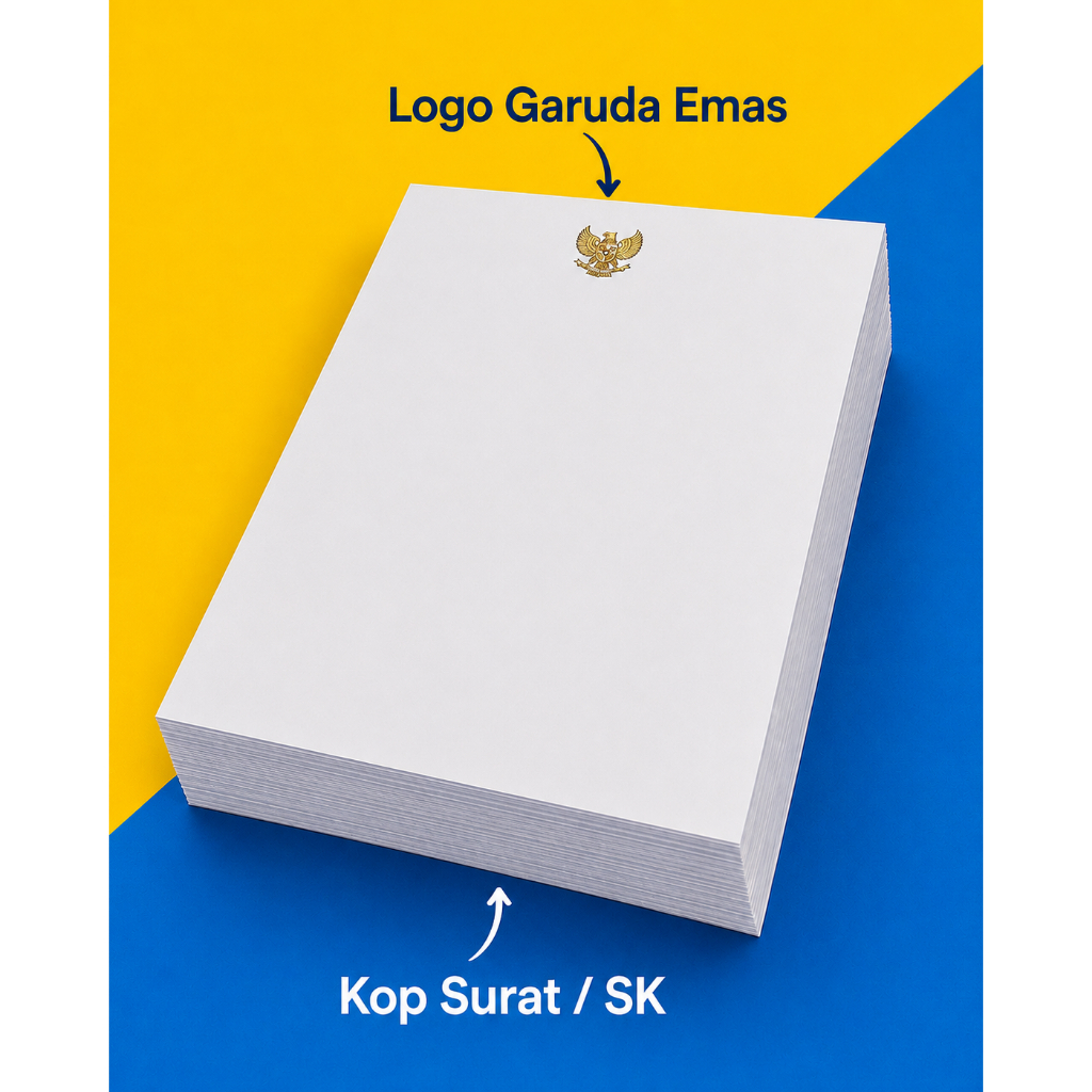 KOP SURAT LOGO GARUDA FOIL EMAS ( BLANGKO SK/SURAT TUGAS) HVS 80GSM 1 RIM
