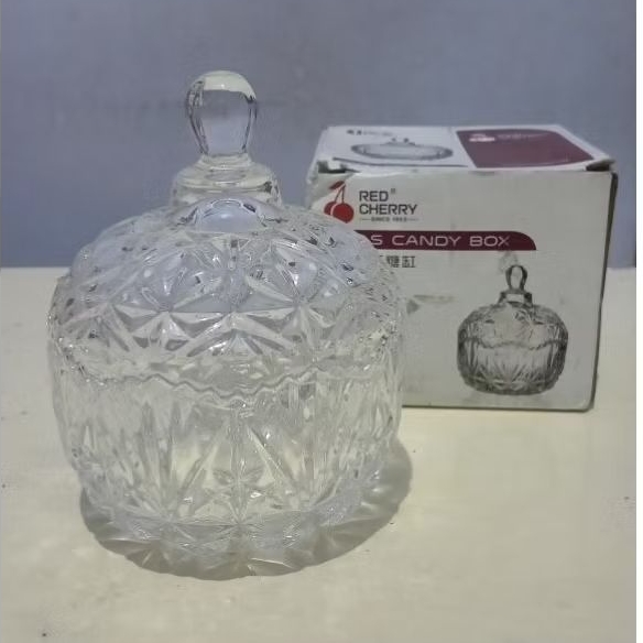 Toples Permen Kaca Kristal / Toples Kaca Kristal Red Cherry Atlas Candy Box Dekorasi Meja