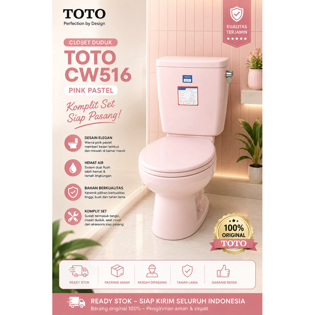 closet duduk toto cw516 pastwl pink |Pink soft|Closer duduk warna pink|Limited edition