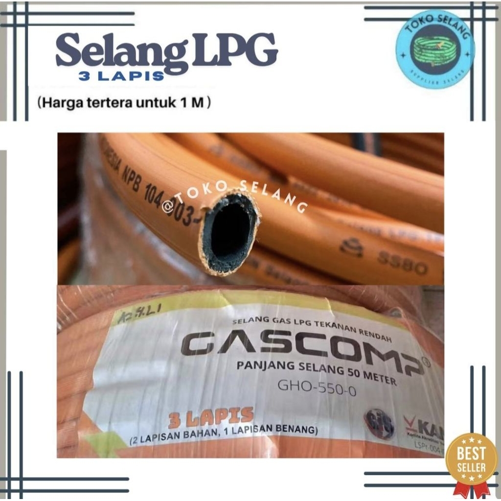 Selang LPG Gascomp 3 Lapis / Selang LPG murah