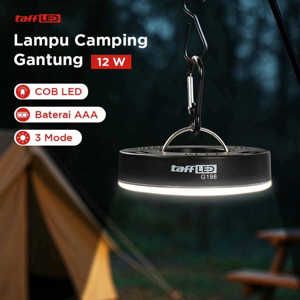 POM Lampu Emergency V2 120 Lumens 12Watt Darurat Gantung Camping COB LED Carabiner Light Lamp