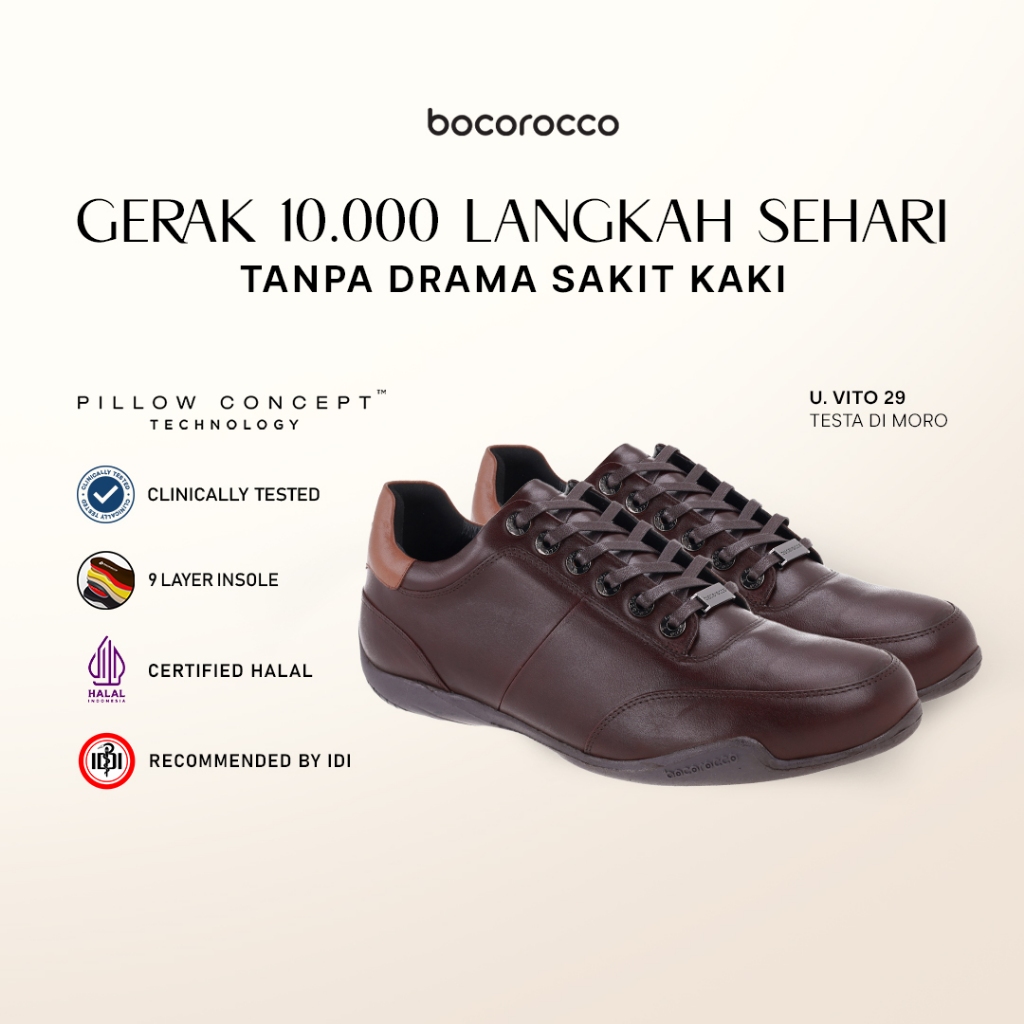 Bocorocco U. Vito 29 Brown Testa Di Moro - Sepatu Sneakers Pria Kulit Asli