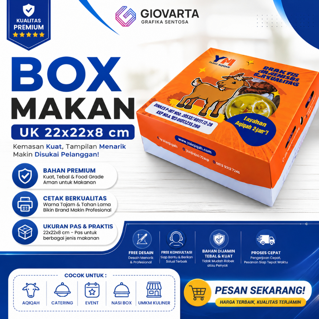 Box Makanan / Paper Box / Lunch Box Paper Custom Desain Ukuran 22x22