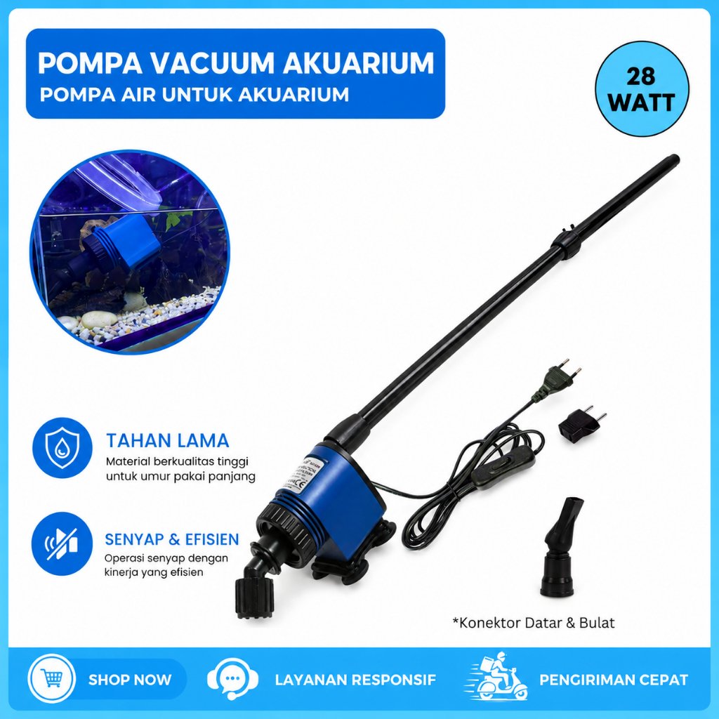 Pompa Vacuum Akuarium Elektrik Siphon Pembersih Akuarium BO 028