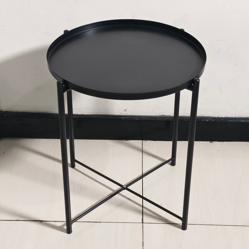 Meja Teras Bulat Minimalis 42 x 42 x 50 cm | Meja Lipat Bundar Bekas Second Preloved