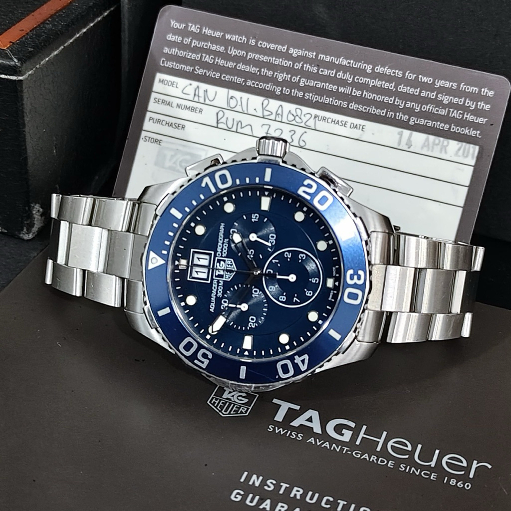 [For Sale] T4G Heuer Aquaracer 300M CAN1011 Blue 43mm Quartz Chronograph
