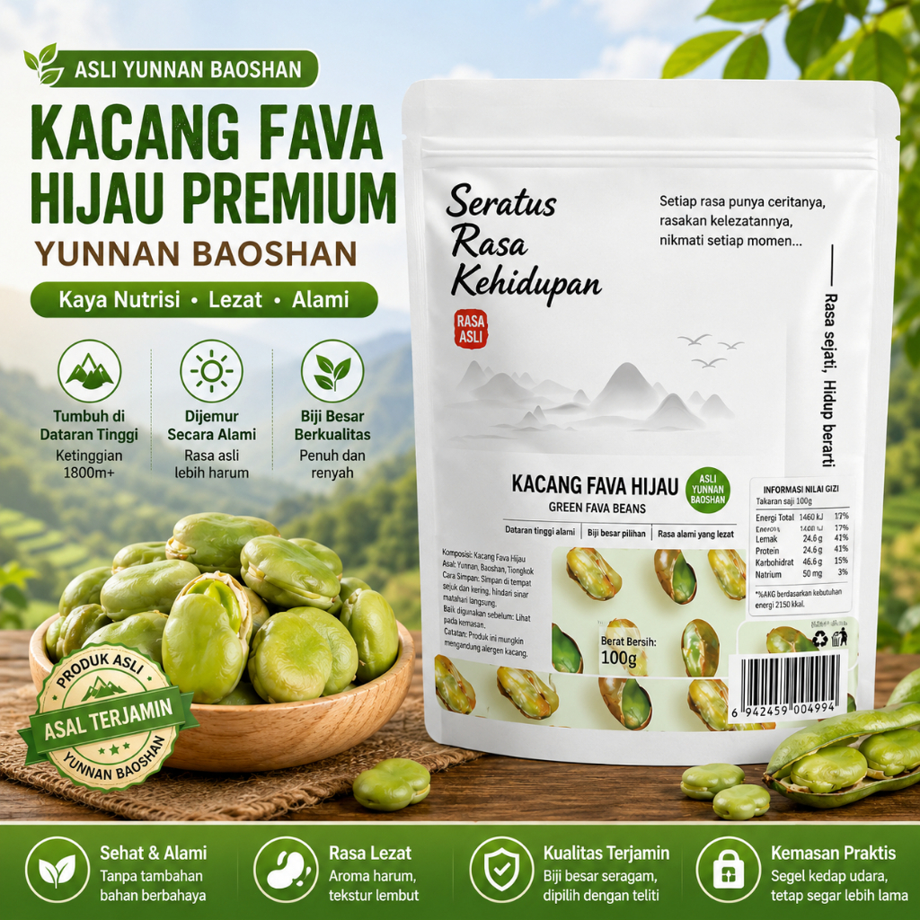 100g Kacang Polong Hijau Rasa Wasabi Baoshan / Kacang Polong / Edamame / Kacang Polong / Camilan Seh