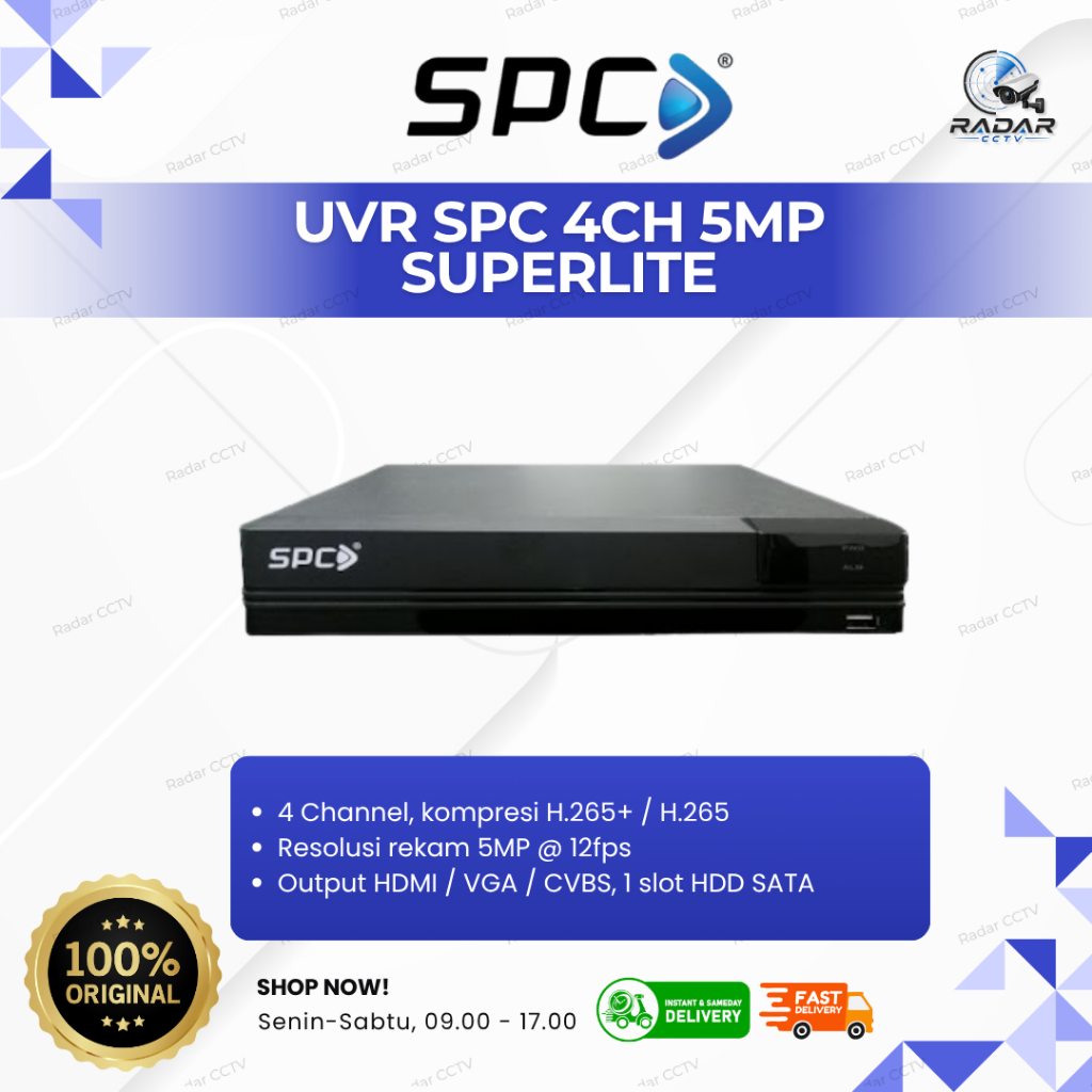 DVR SPC Superlite 5MP 4CH H.265+ Hybrid CCTV Recorder Support IP Camera