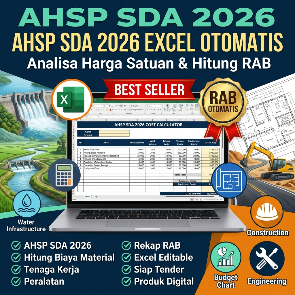Template AHSP SDA Excel 2026 | Analisa Harga Satuan Pekerjaan dan Hitung RAB Otomatis