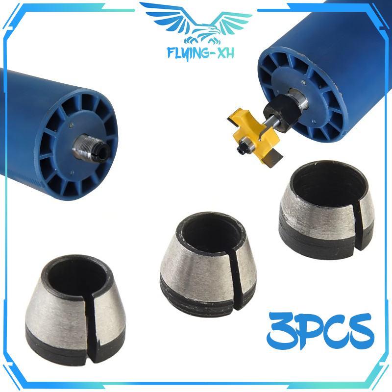 Chuck Adaptor Mesin Router Universal Chuck Collet 3pcs T Adapter Collet Chuck 6mm/6.35mm/8mm Collet 