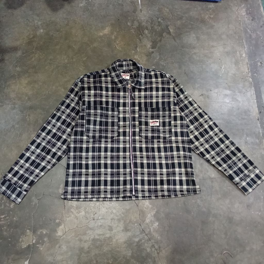 Work Jacket Corduroy Double Pocket Pattern Tartan