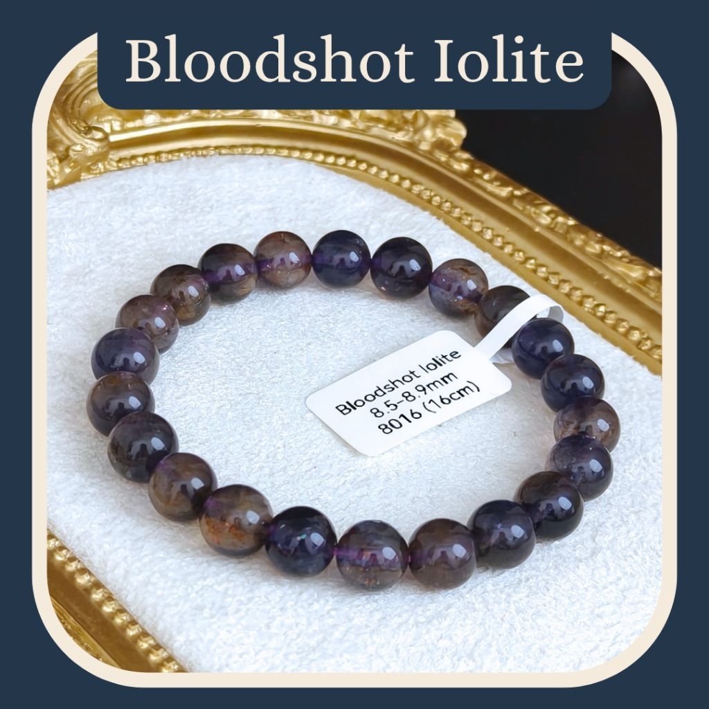 Gelang Batu Natural Bloodshot Iolite + Certificate | Batu Asli Bersertifikat