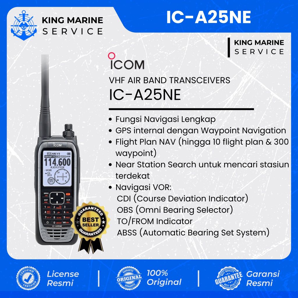 ICOM IC-A25NE Handheld Air Band Radio VHF Aviation GPS Bluetooth 6 Watt Original