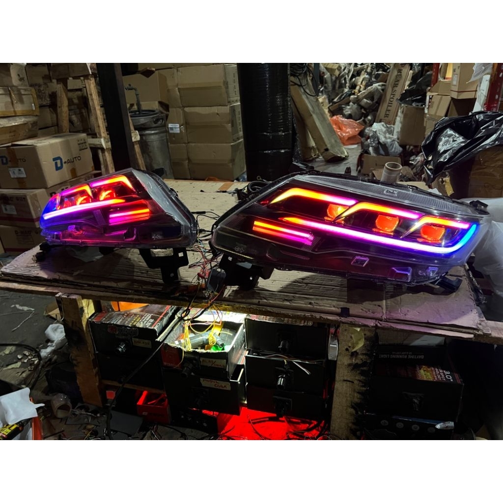 New Headlamp Full Custom Rush Terios 2018++ Triple Biled Slim Frame Legender Cakar Atas RGB Matrix
X