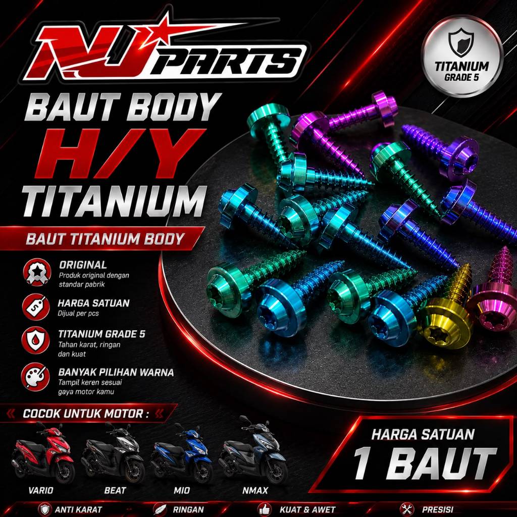 baut body titanium nmax Vario aerox beat H Y probolt baut titanium untuk bodi motor original titaniu