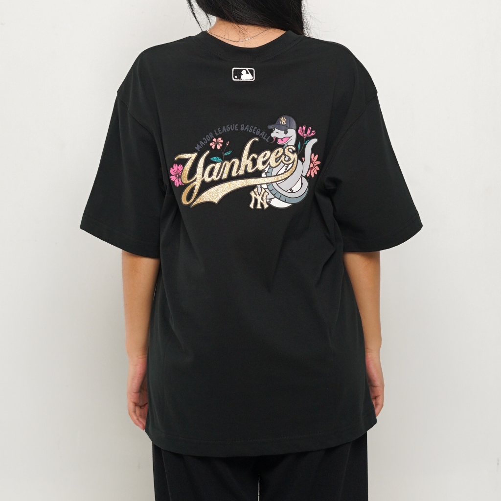 Kaos MLB NY YANKEES FLOWER SNAKE GOLD BLACK TSHIRT 100% ORIGINAL