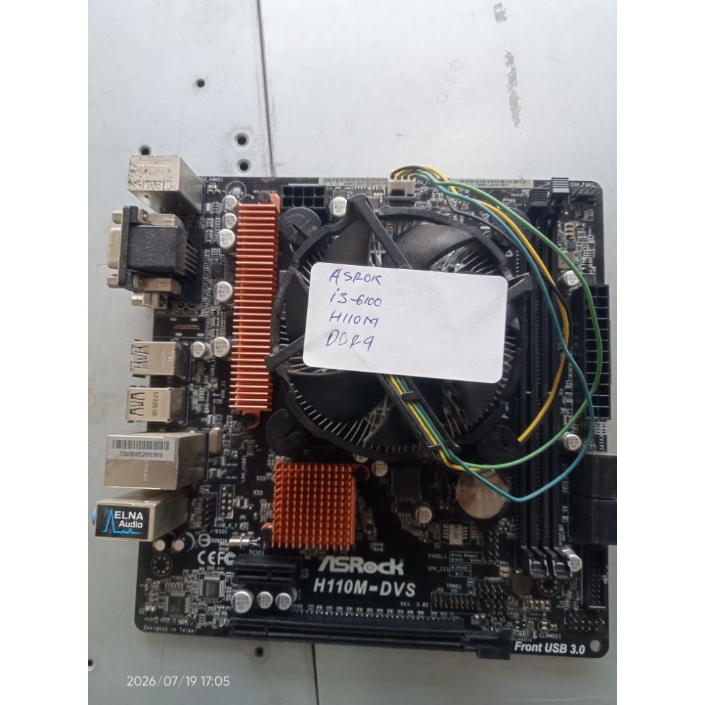 ASRock H110M-DVS + Intel Core i3-6100 + Fan Original (Siap Pakai)