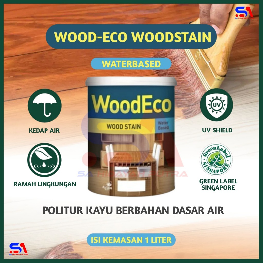 NEW - WOODECO WOODSTAINT 0,9 L PELITUR PENGKILAT PERNIS VERNIS KAYU LENKOTE POLITUR WOODSTAIN VERNIS