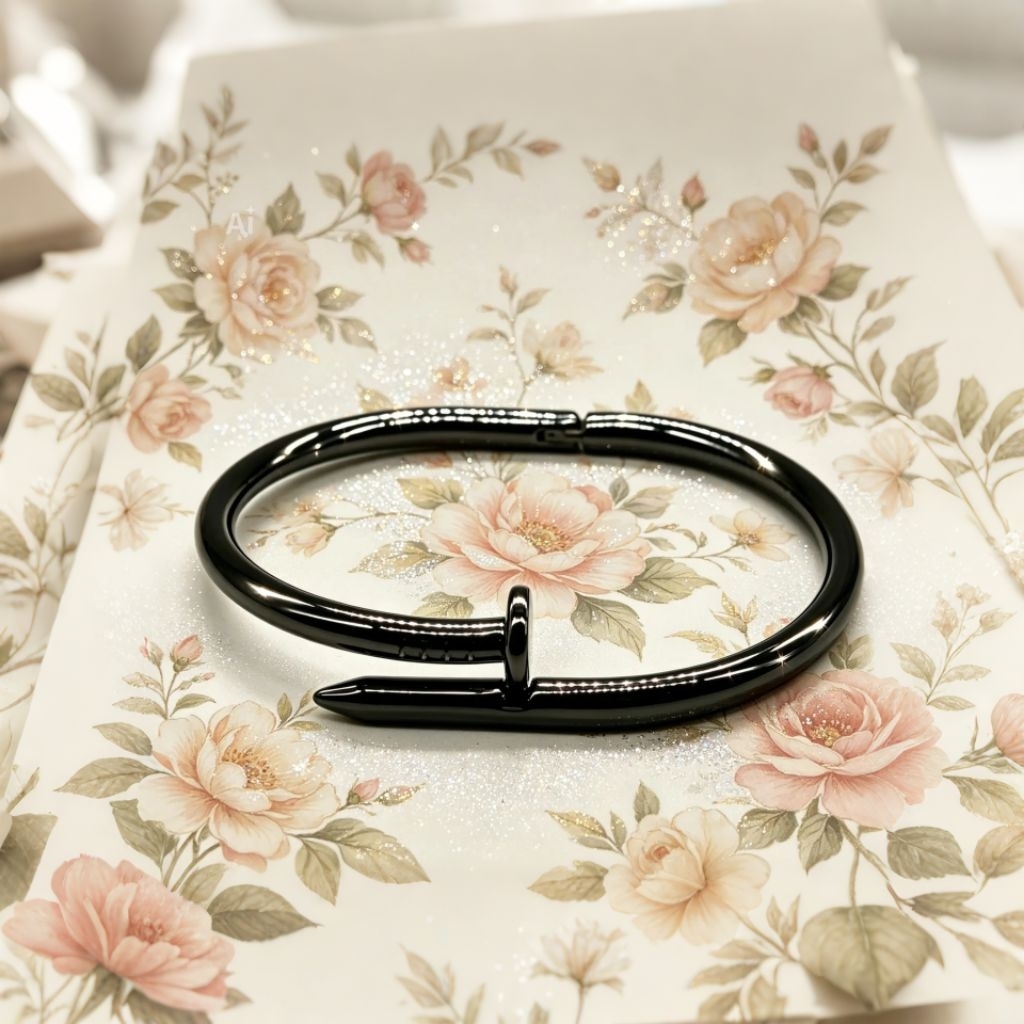 TITANIUM Gelang Motif Paku Titanium Bismuth Anti Karat Hitam Fashion Unik