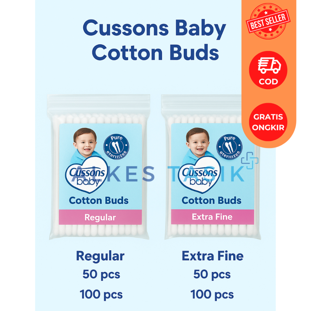 Cussons Baby Cotton Bud Regular & Extra Fine isi 100 Pcs