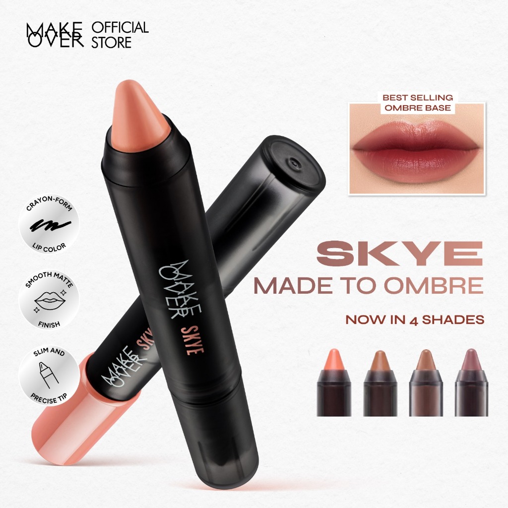 MAKE OVER Color Stick Matte Crayon 2.6 g - Lipstick Lipstik Bibir Matte untuk Base Ombre BEST SELLER