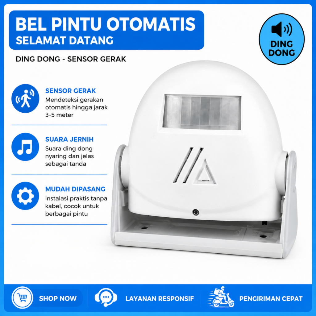 Bel Pintu Otomatis 38 Suara Musik Sensor Gerak Bel Selamat Datang Alarm Toko Sensor Inframerah
