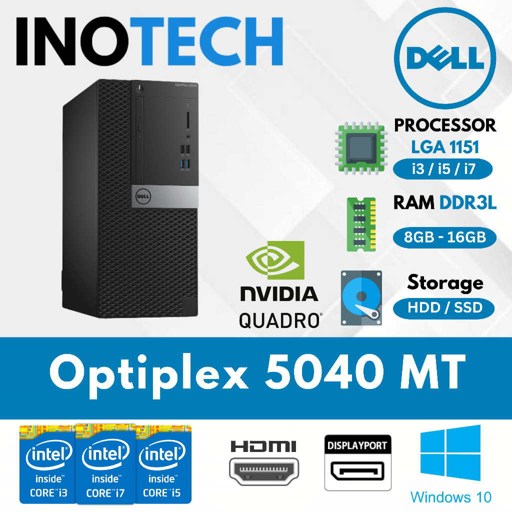 PC CPU Dell OptiPlex 5040 MT Core i3 i5 i7 Gen DDR3L VGA Nvidia Quadro K2200 4GB Second Komputer Des