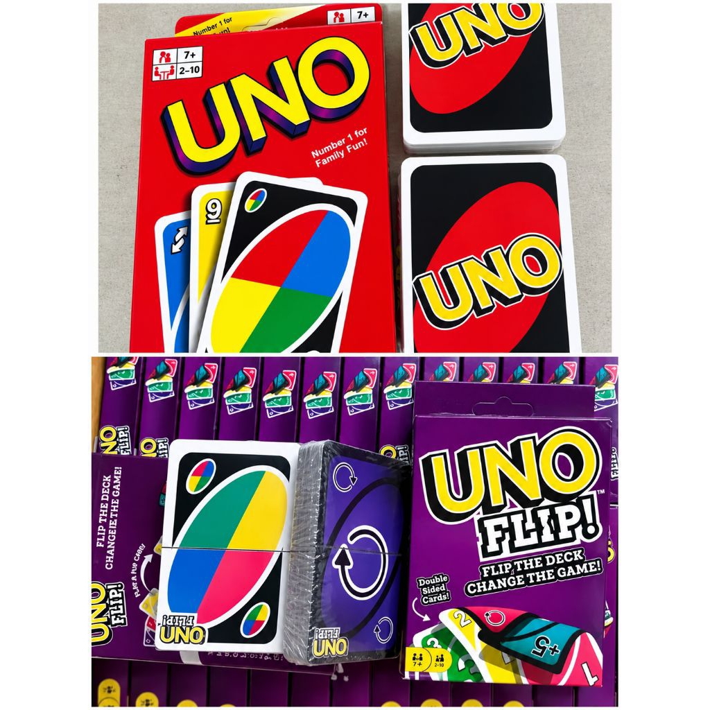 Mainan Kartu UNO Flip dan UNO Merah Anak dan Keluarga - Kartu UNO Flip dan UNO Merah Original