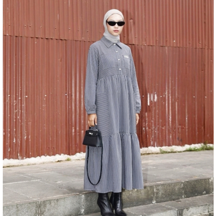 CU2K Midi Dress Katun Motif Calla Gamis Midi Terbaru Terlaris Casual Wanita Model terbaru Terlaris