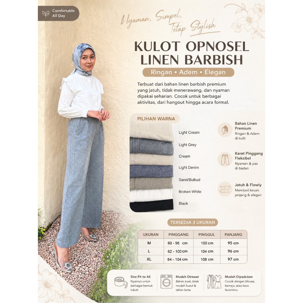 Kulot Opnosel Linen Barbish Zetye Premium