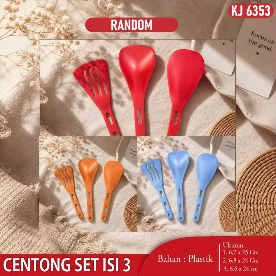 Centong Lubang Saringan Mie Centong Nasi Model Kelinci Bahan Plastik Set Spatula Mini Isi 3pcs
