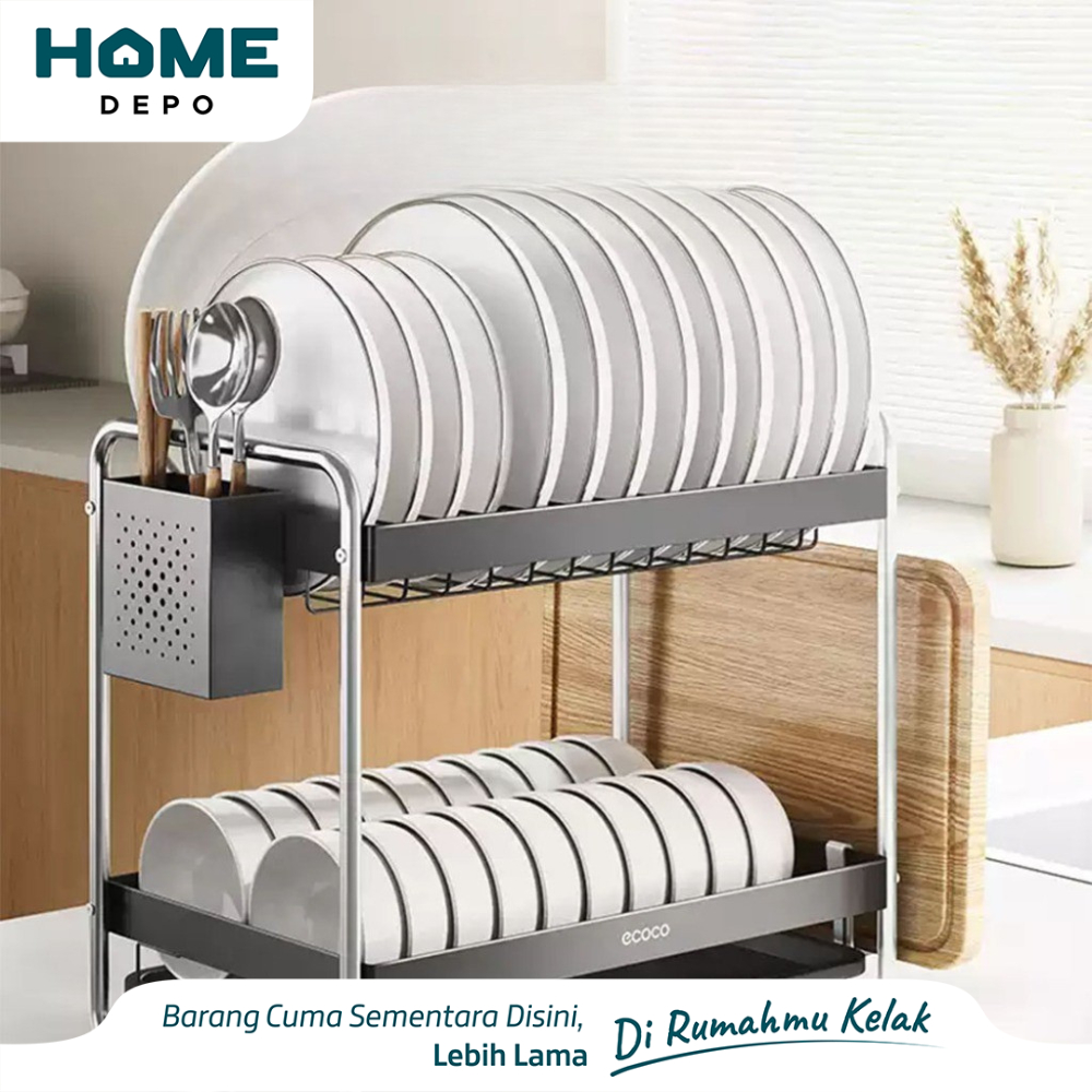 ECOCO Dish Rack Aluminium (Double-Layer/Standard) Rak Piring Aluminium / Rak Pengering Piring Alumin
