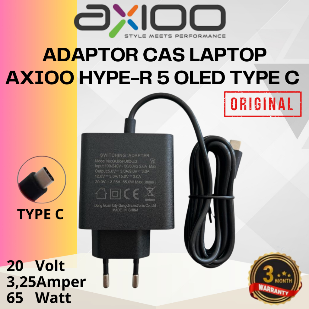 CAS LAPTOP AXIOO TYPE C 65W HYPE R 5 OLED