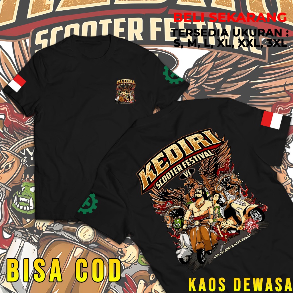 Tshirt Kediri Scooter Festival Kaos Pria Lengan Pendek Bahan Nyaman dipakai