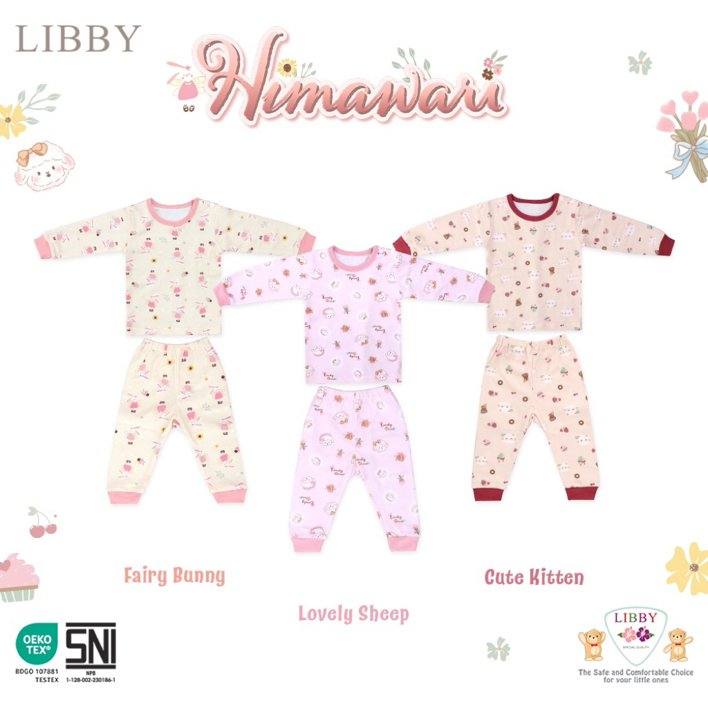LIBBY PIYAMA ANAK PEREMPUAN  BAJU TIDUR  LIBBY motif tea time baju tidur anak perempuan (1 setel )