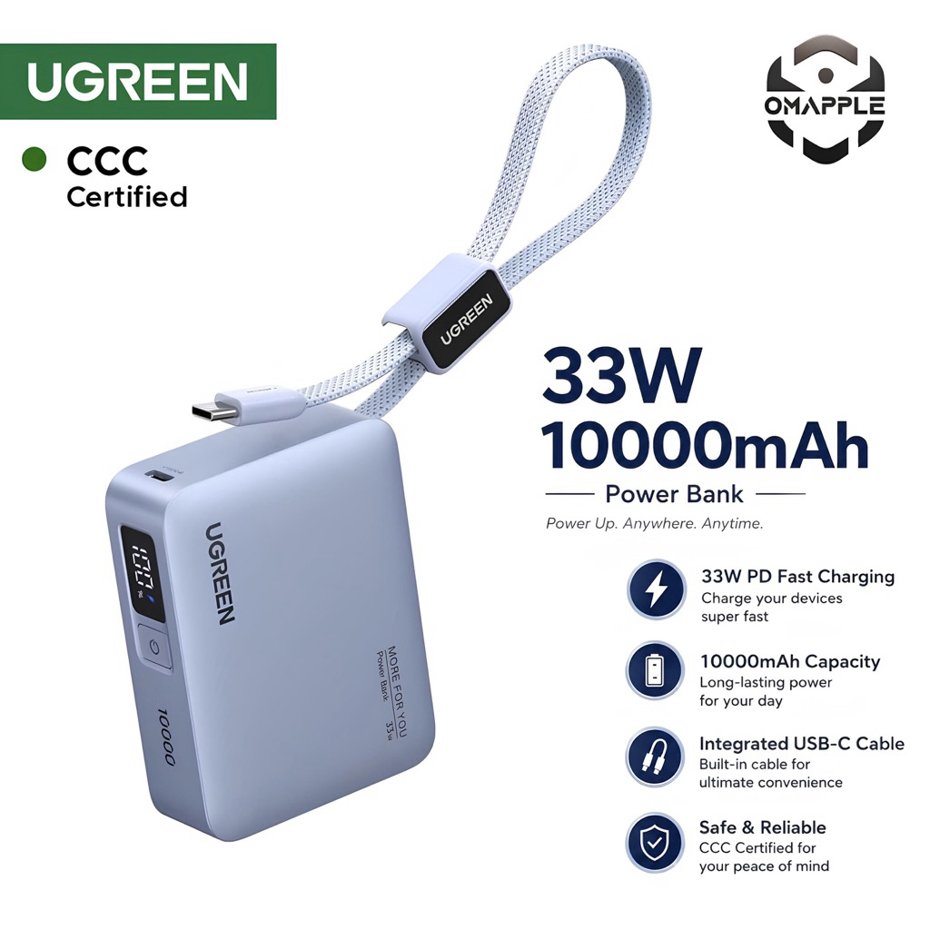 UGREEN Mini PowerBank 10000mAh Digital Display PD Fast Charging 33W 75173B
