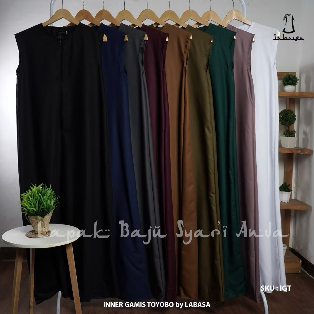 Inner Gamis Tanpa Lengan Polos Toyobo Hijau Botol / Emerald Green
