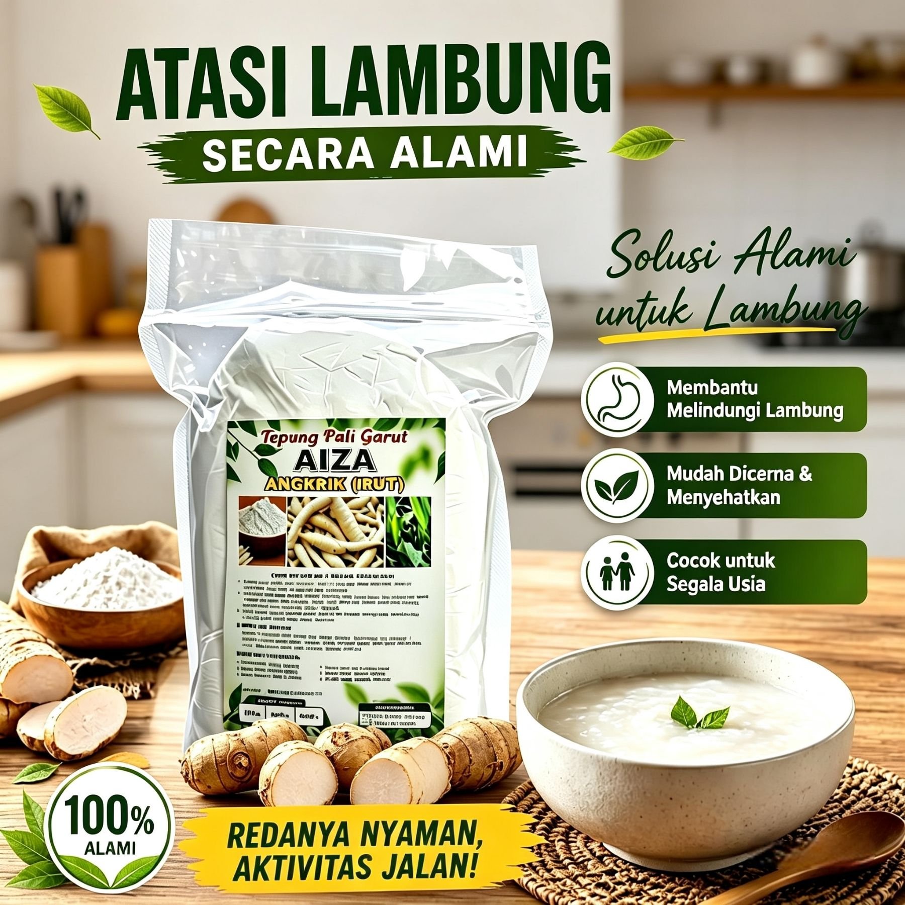 Tepung Angkrik Pati Garut | Tepung Irut Garut Obat Asam Lambung 500 Gram Arrowroot/ Angkrik