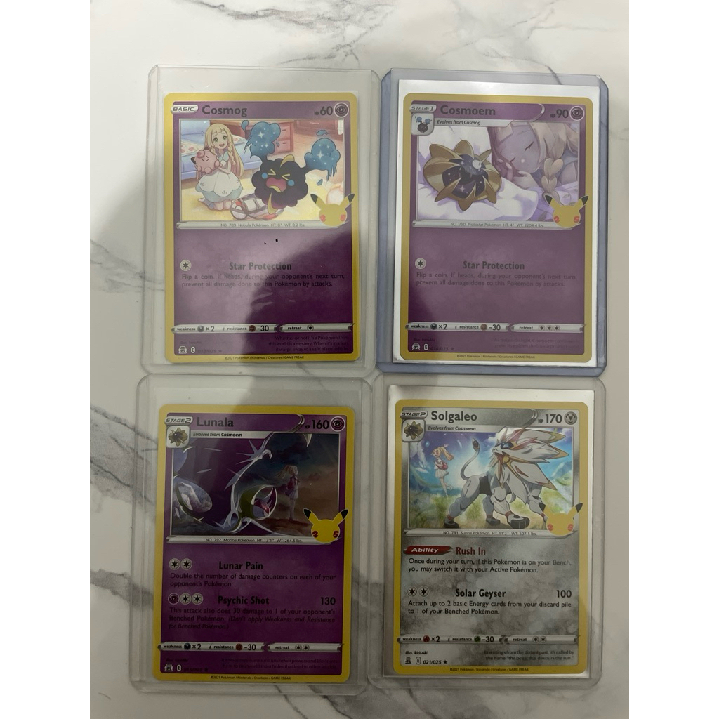 POKEMON TCG Cosmog,Cosmoem,Lunala,Solgaleo 25th ENG (ORIGINAL)