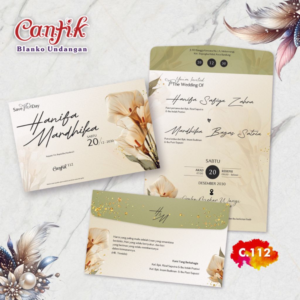 BLANGKO UNDANGAN UNDANGAN CANTIK 112 / CANTIK 112 / FREE FILE SETTING / UNDANGAN PERNIKAHAN / UNDANG